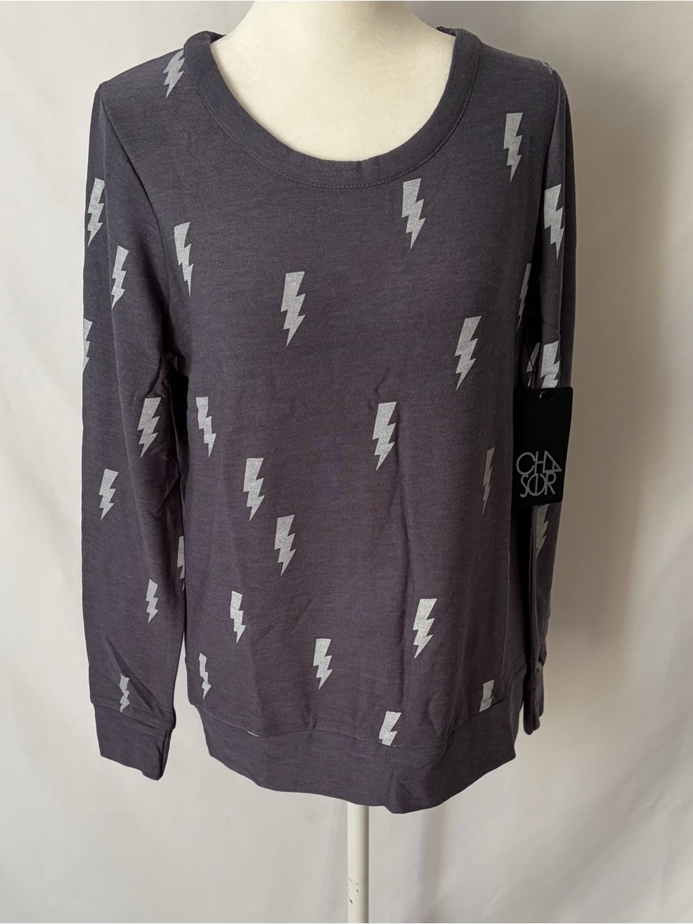 NWT Chaser Grey Lightning Bolt Long-Sleeve Sweatshirt size Medium
